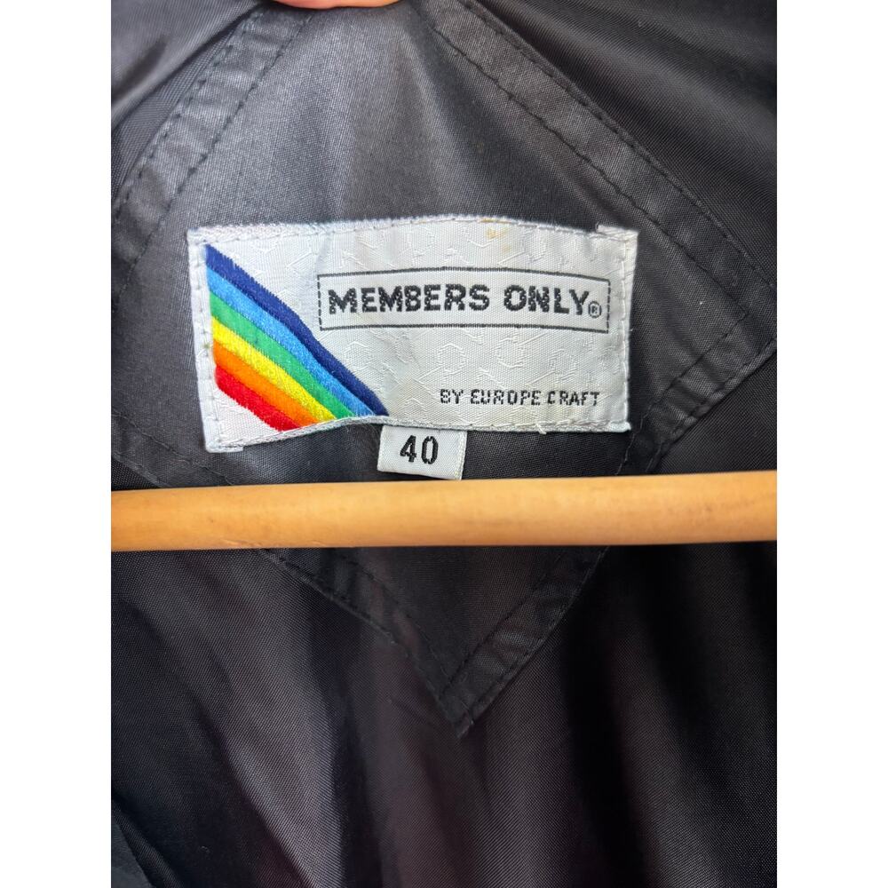Members Only Vintage Racer Jacket Black Europe Craft Size 40 Mens Bomber - Picture 3 of 13